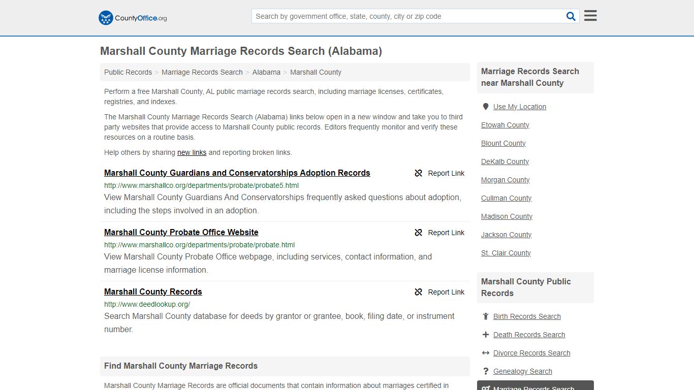 Marshall County Marriage Records Search (Alabama) - County Office