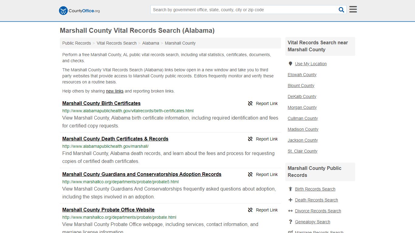 Vital Records Search - Marshall County, AL (Birth, Death, Marriage ...